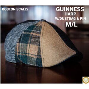 Boston Scally THE GUINNESS HARP 8-Panel Patchwork Cap- M/L- With Dustbag & Pin